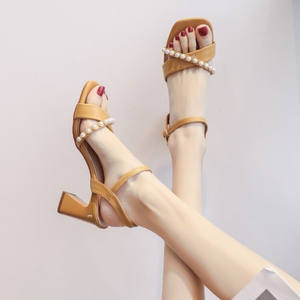 
Genuine soft leather sandals summer women's 2025 new fashion niche French thick heel fairy with skirt high heels for women