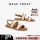 BeauToday Rhone Valley Flat Sandals Women's Summer One-Strip Sandals Fashionable Beach Shoes