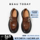 BeauToday brown thick-soled loafers women's 2025 new spring British style small leather shoes thick heel shoes