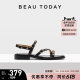 BeauToday French strap sandals for women in summer can wear sandals Roman sandals women's shoes flat sandals