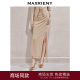 MAXRIENY exquisite retro pencil pleated slit skirt 24 autumn
