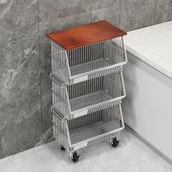 Kitchen Vegetable Storage Rack, Multi-Functional Large-Capacity Vegetable Rack, Floor-Standing Wheeled Household Fruit and Snack Storage Basket