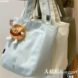 Big Orange Cat Japanese Style ins Simple Casual Canvas Bag Women's Large Capacity Tote Bag Student Commuting Tutoring Shoulder Bag