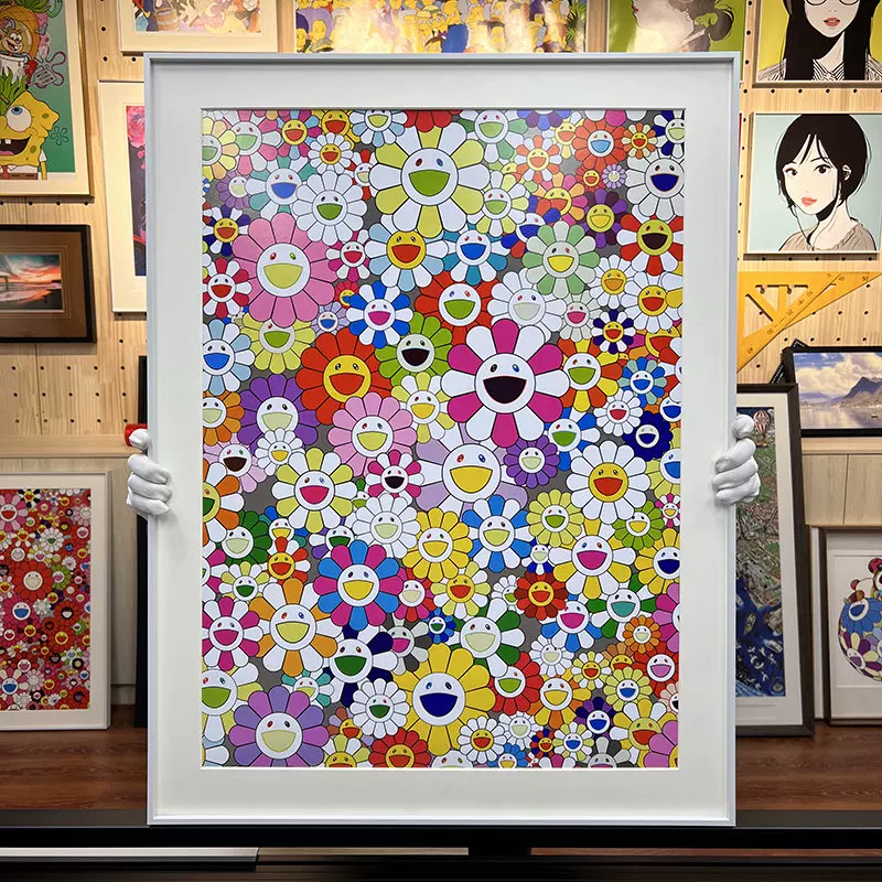 村上隆太阳花潮流艺术版画现代轻奢墙壁装饰画客厅卧室动漫