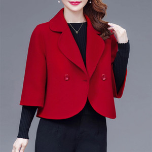 
New Autumn and Winter Women's Woolen Jacket Short Large Size Thickened Suit Collar Women's Cardigan Woolen Coat Casual