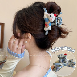 High-End Cartoon Bear Bow Hair Clip for Women 2026 New Style Back-Of-Head Updo Shark Clip for Thick Hair Hair Accessory