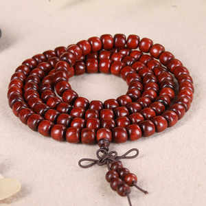 Little leaf rosewood Buddhist bead bracelets Women's text rosary 8mm straight cut beads 108 multi -circle bracelet old pearl men
