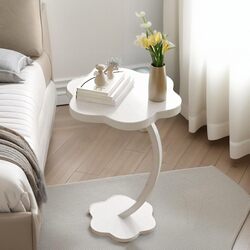 Cream-Colored Side Table for Home Use, Small Coffee Table for Living Room, Small Table Next to Sofa, Simple Storage Rack, Wrought Iron Bedside Cabinet