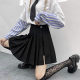 Fat mm slit pleated skirt pants high waist college style versatile solid color large swaying short skirt large size skirt women summer