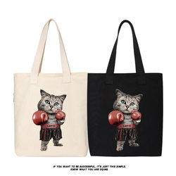 Boxing cat one-shoulder crossbody canvas bag handbag