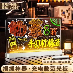 Erasable Fluorescent Board Desktop Rechargeable Luminous Transparent Acrylic Lighted Sign for Stall Small Blackboard Price Board