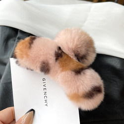 Real Rex Rabbit Fur Back-Of-Head Claw Clip, Extra Large Furry Hair Clip, Cute Internet Celebrity Plush Hair Accessory, Hair Claw for Girls, Winter Hair Ornament