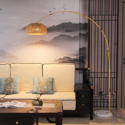 Wabi-Sabi Style Floor Lamp, New Chinese Style, Retro Zen Style, Living Room, Study, Tea Room, Bedroom, Creative Bedside Standing Fishing Lamp