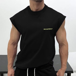
300*0.5kg Large Size Loose Candid Shoulder Vest Men's American Fitness Sports Vest Summer Fashion Handsome Sleeveless Top
