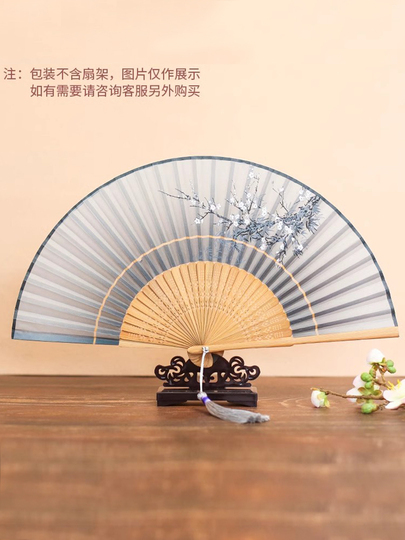 幸運シルク扇子 - ヴィンテージ風日本の漢服ダンス扇子