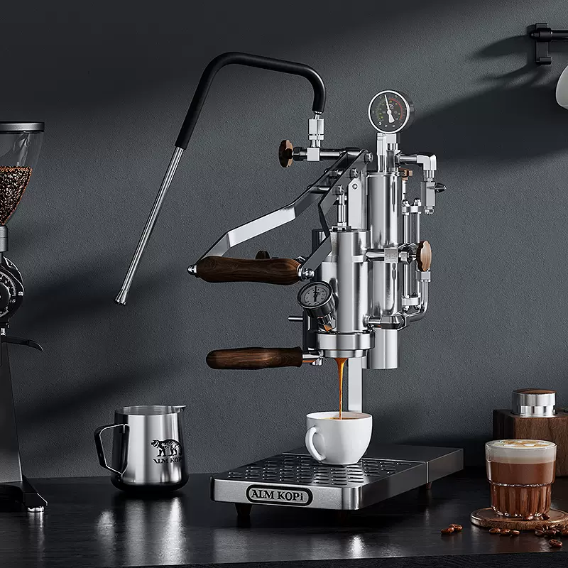 阿萊蔓Zxs-Espresso-3手動拉桿式咖啡機蒸汽半自動不鏽鋼小型意式-Taobao