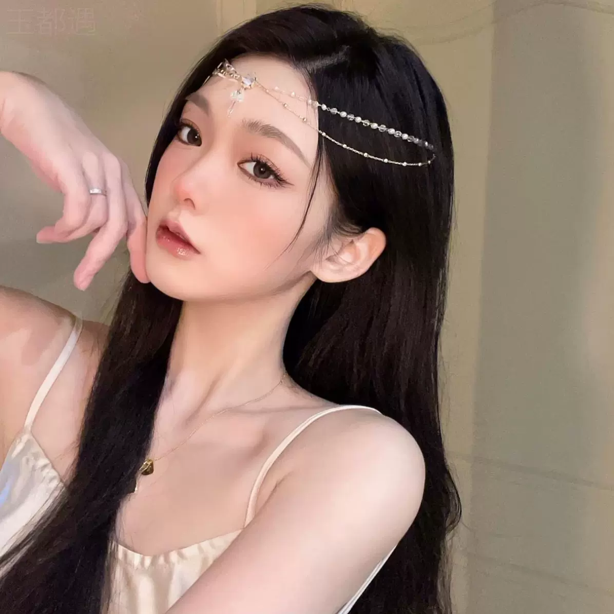 森系仙美发饰眉心坠发饰古装汉服高级感古风额饰潮新娘婚礼头饰女-Taobao