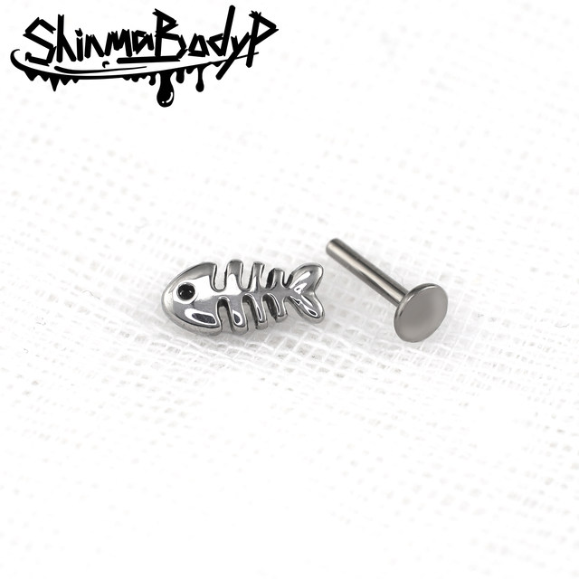 SHINMA original F-136 titanium alloy pole titanium steel fish bone thread threading stereo earrings ears and ears nails nails
