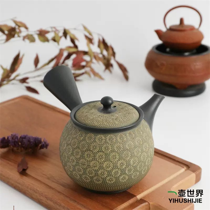 未使用品】中国紫砂壺 茶道具 在銘 急須 宜興紫砂壺・小扁敦120ml（濃