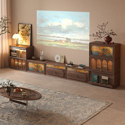 Huanas Aige Combination Cabinet, Antique-Style Tv Cabinet, Solid Wood Living Room Modular Storage Floor-Standing Bookcase, 2026 New Model