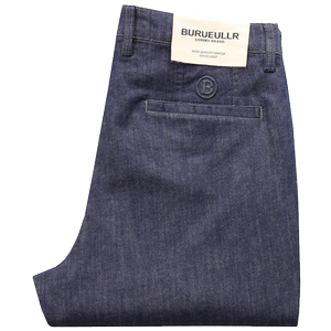 Spring and summer denim trousers Men's straight primary color washing water dark buckle pockets Followed on all sides of business casual trousers
