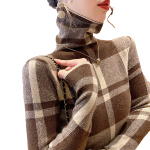 
Plaid turtleneck sweater women's bottoming shirt, stylish inner wear, winter 2025 new autumn and winter women's tops