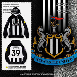 24-25 Newcastle United Team Uniform Magpies Football Clothing Hooded Sweatshirt Pullover Men's and Women's Fan Clothing Jacket
