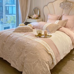 Light Luxury High-end 100-count Cotton Four-piece High-end Embroidery Quilt Cover Pure Cotton Bed Sheet Home Textile Bedding 1.8