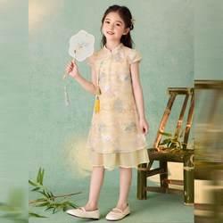 Girls' Hanfu Dress Summer Outfit 2026 New Children's Dress Super Pretty Summer Little Girl Cheongsam Dress High-End