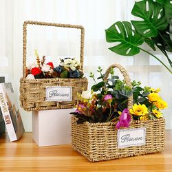 Manufacturer of Handmade Straw and Wicker Flower Baskets, Woven Succulent Plant Pots, Decorative Hand-Held Flower Baskets