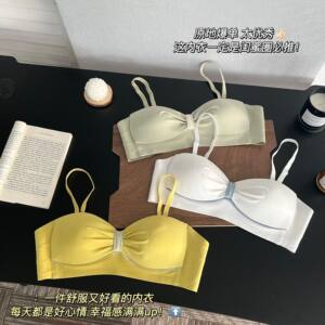 
Seamless underwear for women in summer, thin, no rims, girly style, push up big breasts, make them appear smaller, prevent sagging, sexy bra set