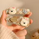 Cute puppy bow fabric hairpin female high-end side clip side bangs broken hair BB clip hairpin headwear