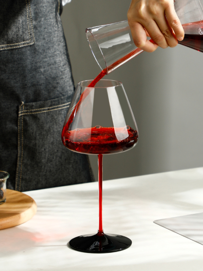 Bicchieri Da Vino In Cristallo Senza Piombo - Coppe Da Vino Rosso Con Fondo Concavo | Set Da 2 Con Stile Elegante