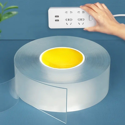 Nano Double-Sided Adhesive Tape with High Adhesion, Washable, Traceless, Strong Magic Fixing for Power Strips, Transparent Tape