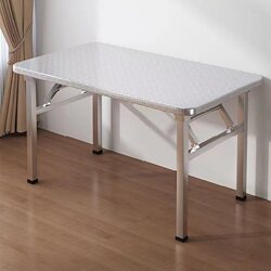 Thickened Stainless Steel Folding Table Rectangular Household Dining Table Long Table Commercial Portable Outdoor Barbecue Stall