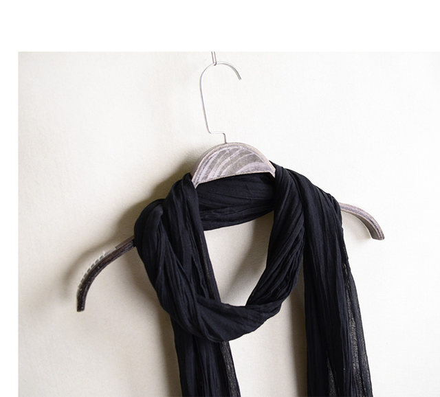 Spring and autumn men and women black slender cotton and linen scarf women autumn and winter versatile thin decorative neck long scarf solid color
