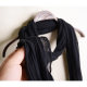 Spring and autumn men and women black slender cotton and linen scarf women autumn and winter versatile thin decorative neck long scarf solid color
