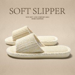 Sweat-Absorbent and Breathable Linen Slippers for Women 2026 New Style Home Indoor Silent Non-Slip Linen Slippers for Women