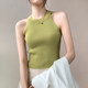 Women's halter neck knitted vest 2025 early autumn new slim fit slim suit underwear top solid color sleeveless base shirt