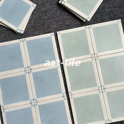 Modern Simple Light Blue Checkered Tiles for Kitchen, Bathroom, Toilet, Balcony Floor, 200X200Mm
