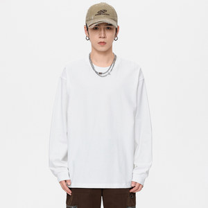 
PKL heavy pure cotton solid color long-sleeved T-shirt men's spring and summer 2025 new American sweatshirt loose base shirt