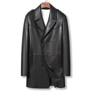 
This year's popular special autumn and winter new men's fashionable high-end genuine leather jackets first-layer goatskin double-breasted suits
