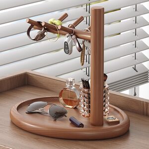 
Key storage entryway ornaments storage rack entry glasses placement rack covered with antique style solid wood hanging rack table rack decoration