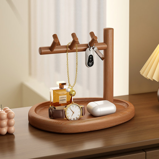 
Key storage ornament desktop storage rack solid wood entrance jewelry display rack glasses placement rack