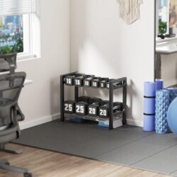 Metal Dumbbell Rack with Adjustable Width and Weight Capacity, Suitable for Home Gym Dumbbells and Kettlebells