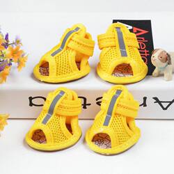 Puppy Shoes Sandals for Teddy, Pomeranian, Bichon Small Dogs, Non-Slip Summer Pet Footwear, Set of 4 Paw Covers