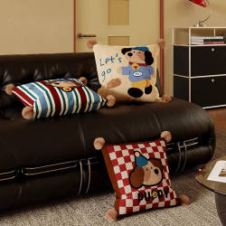 Retro American-Style High-End Home Living Room Cartoon Cushion Pillow Core Pillowcase Sofa Backrest Pillowcase Bedroom Bedside