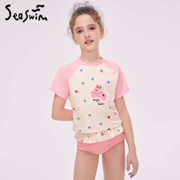 Children's swimsuits, summer women's split triangle swimsuits, sun protection, quick-drying short-sleeved swimsuits, high-end fashion vacation swimsuits