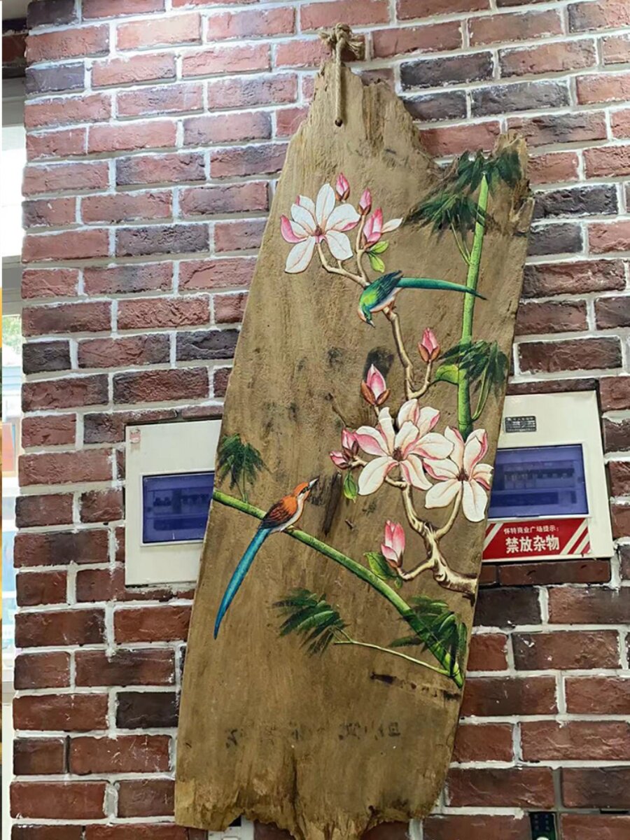 伝統的な木製の壁掛け飾り 禅蓮の木製壁掛けアート - 手描きの中国風装飾