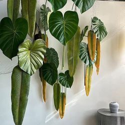 Extra-Large Artificial Monstera Leaf, Realistic Touch Green Plant, Green Vine, Velvet Crystal Flower, Leaf for Wedding and Home Decoration, Plant Ornament